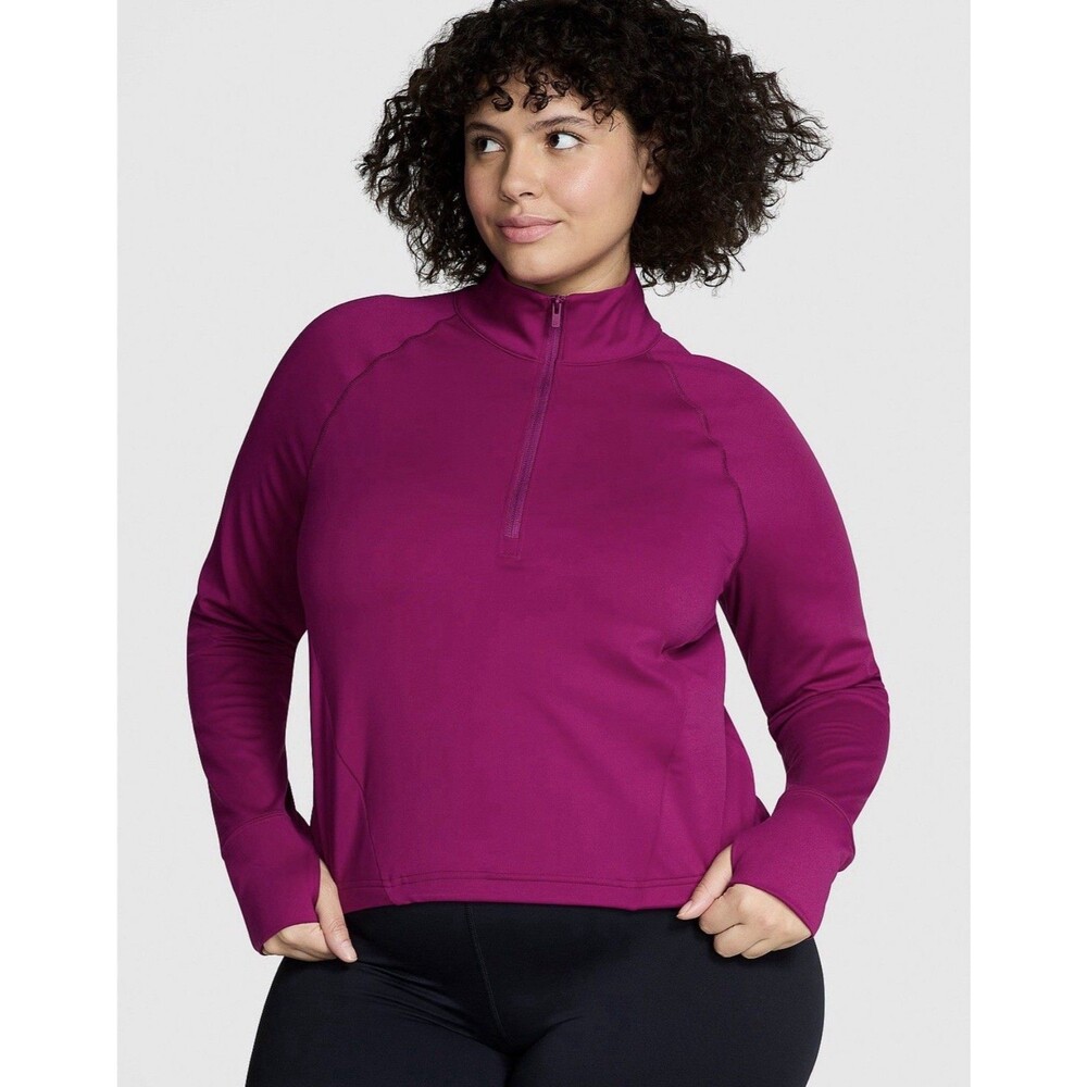 Victoria Secret PINK Relay Knit Half Zip Sweatshirt triller magenta pink XXLNWT